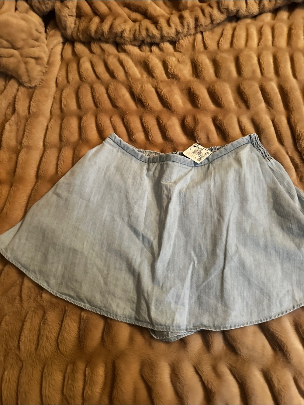 Free People Light Blue Chambray Skort
